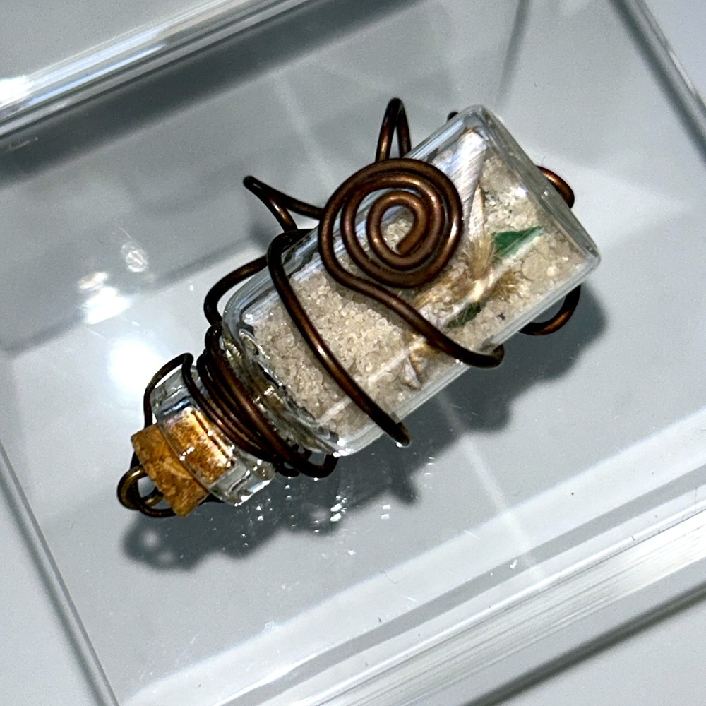 Artisan Handmade “Message In A Bottle” On Copper Stand Home Desk Office Accent